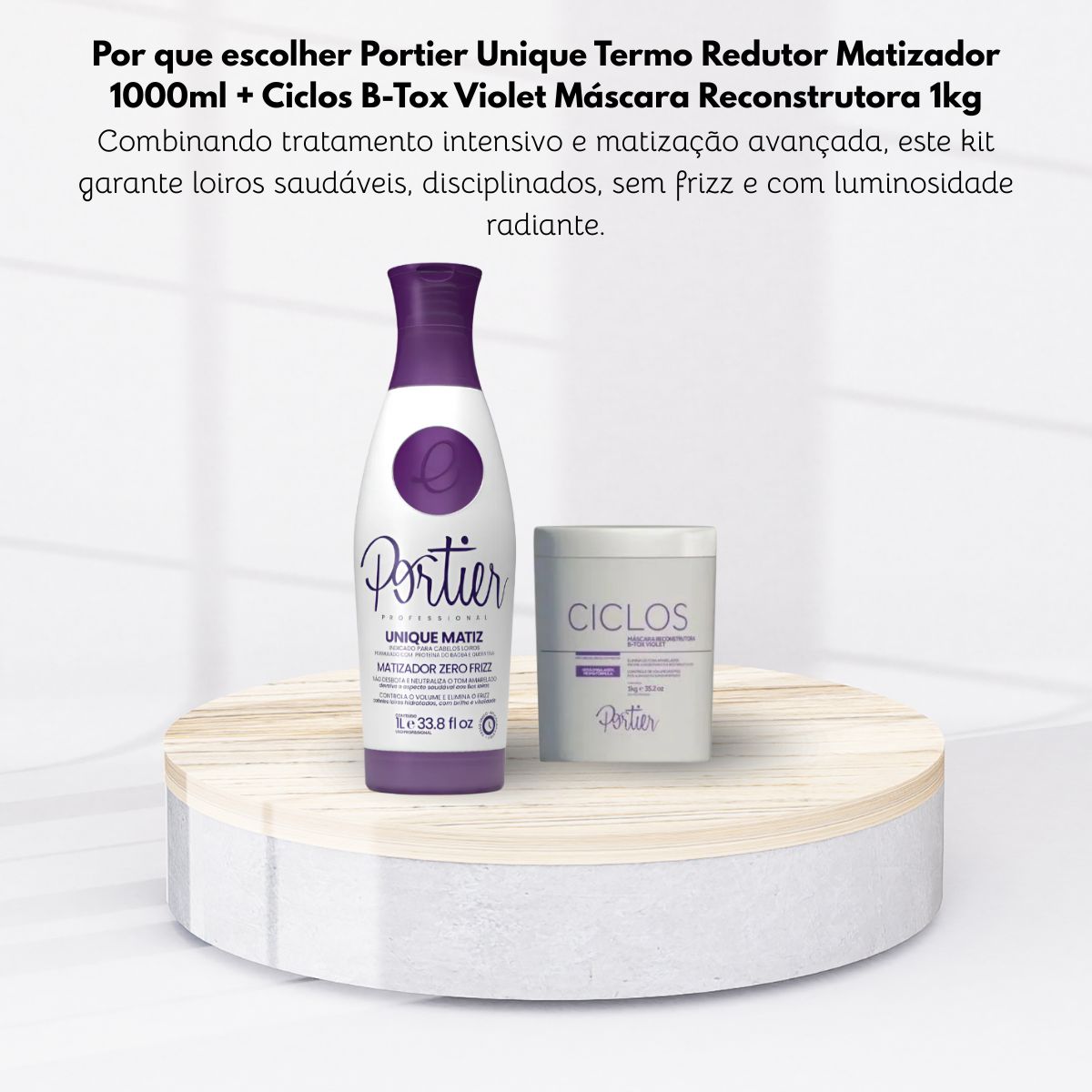 Kit Portier Unique Termo Redutor Matizador 1 Litro + Ciclos B-Tox Violet Máscara Reconstrutora 1 Kg