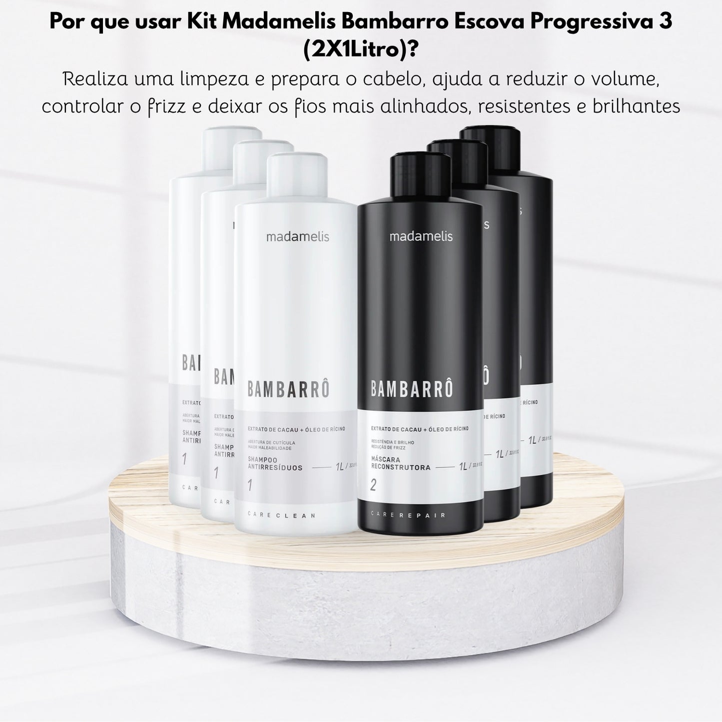 Kit Madamelis Bambarro Escova Progressiva 3 (2 X 1 Litro)