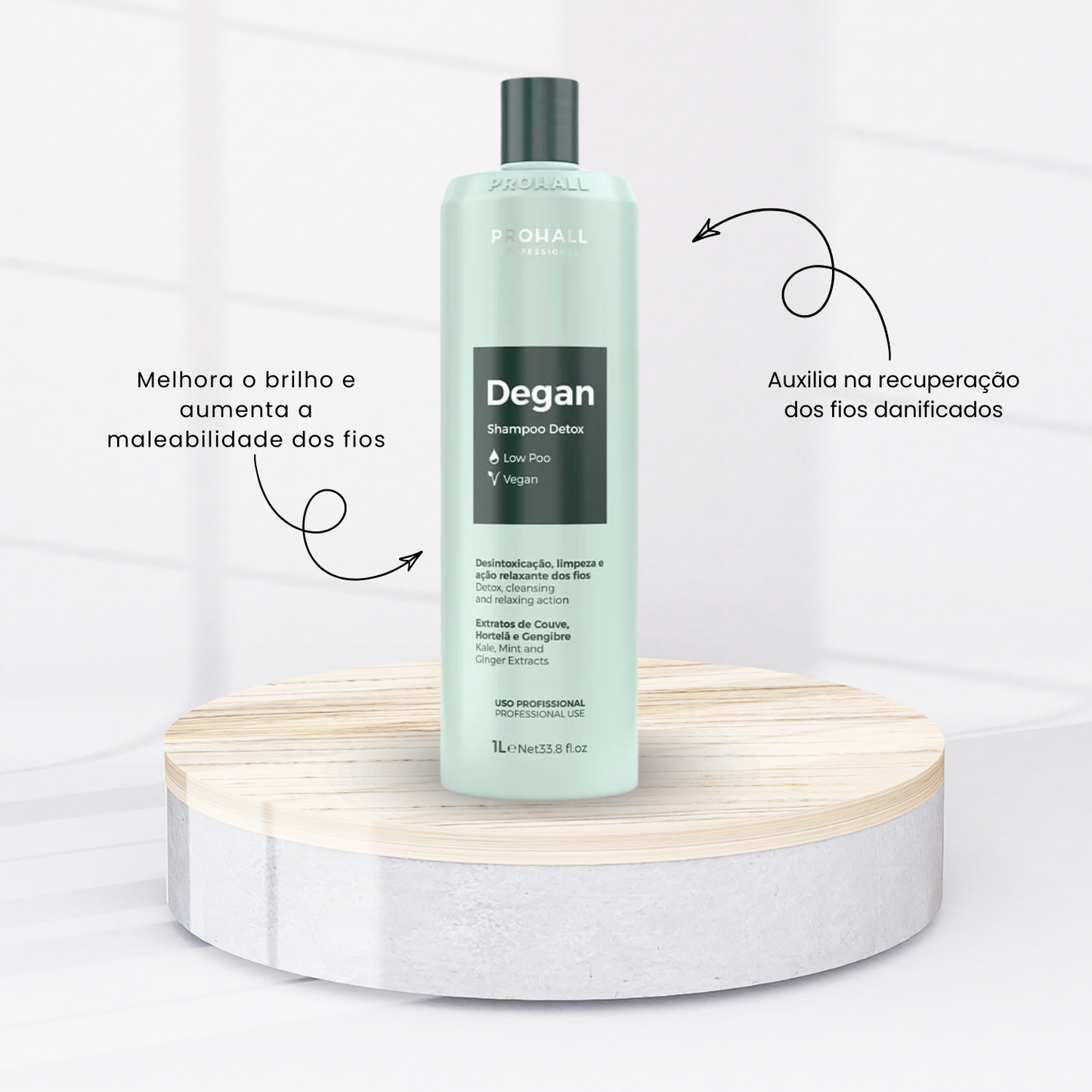 Shampoo Prohall Degan Detox Vegano Limpeza Profunda 1 Litro