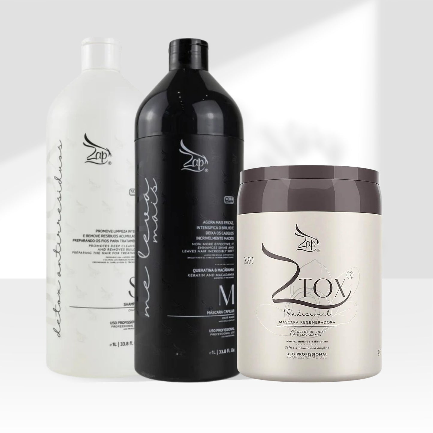 Kit Zap Me Leva+ Shampoo e Máscara ( 2 x 1 Litro ) e Ztox 950 g