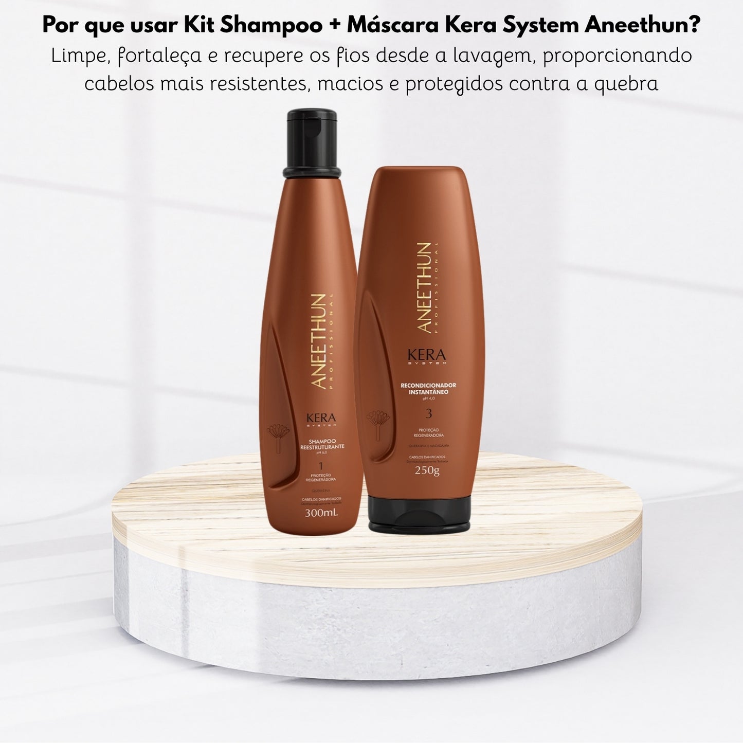 Kit Aneethun Kera Shampoo Reestruturante 300 ml + Máscara Condicionante 250 g