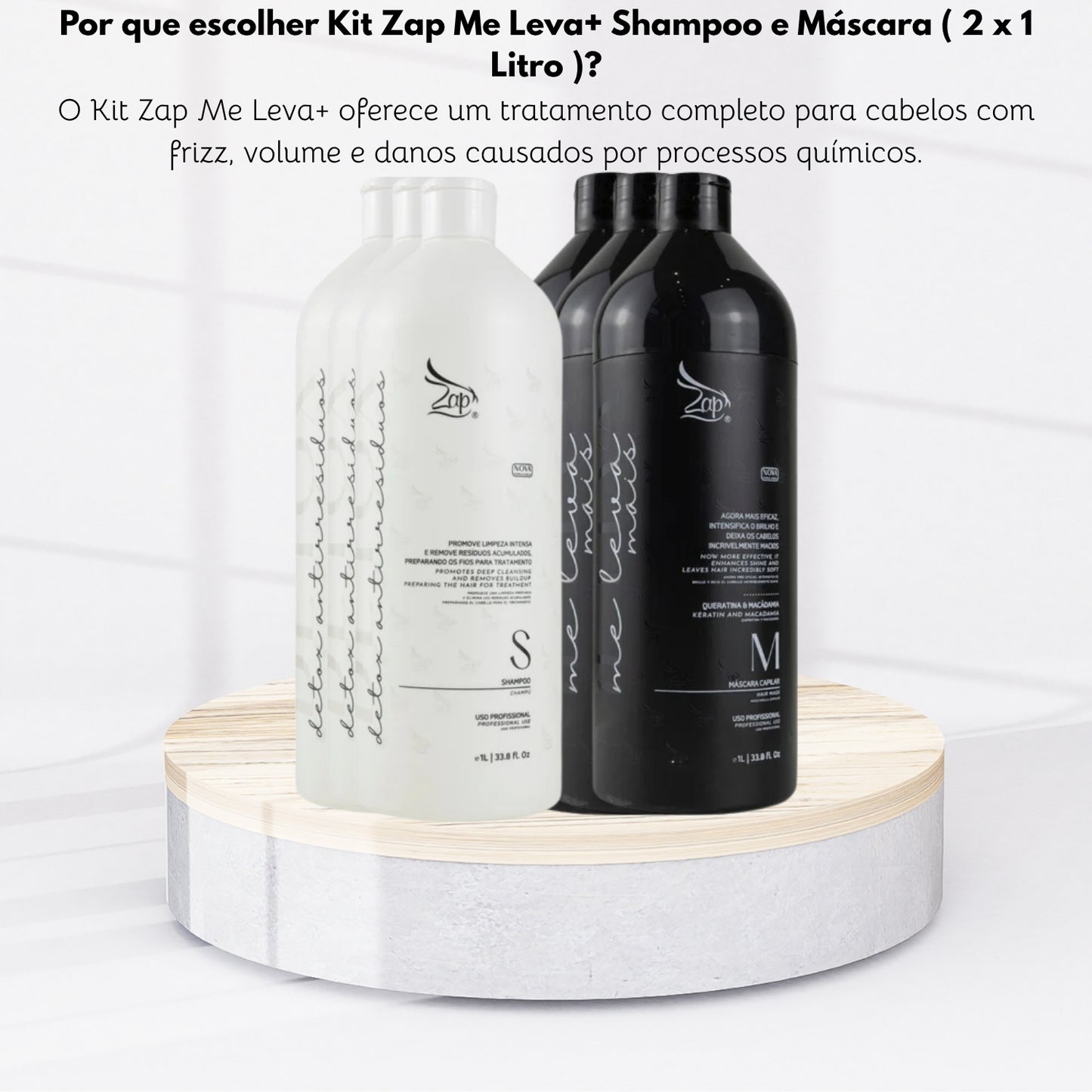 Kit Zap Me Leva+ 6 Shampoo e Máscara (2 x 1 Litro)