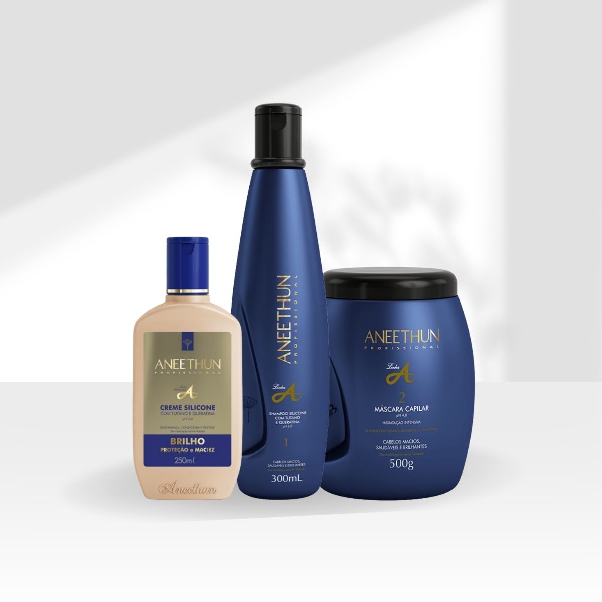 Kit Aneethun Linha A Shampoo 300 ml + Máscara 500 g + Creme de Silicone 250 ml