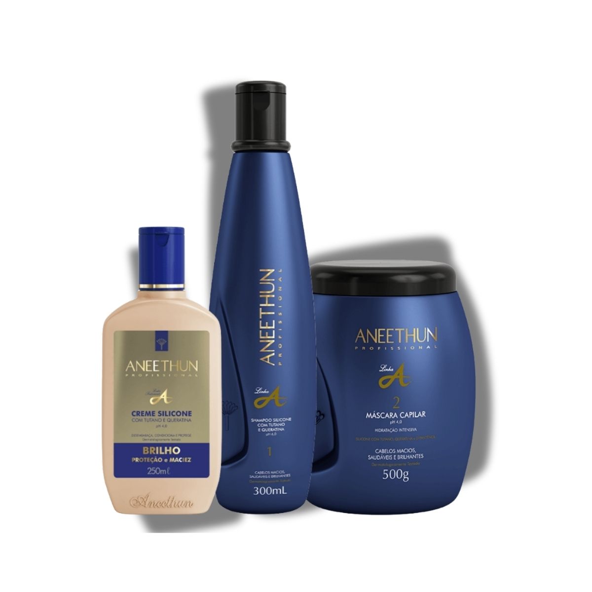 Kit Aneethun Linha A Shampoo 300 ml + Máscara 500 g + Creme de Silicone 250 ml