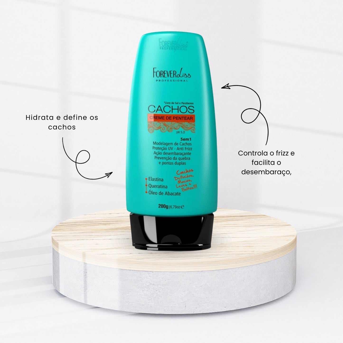 Leave-in Forever Liss Cachos 5 em 1 para Cabelo Cacheado 200 g