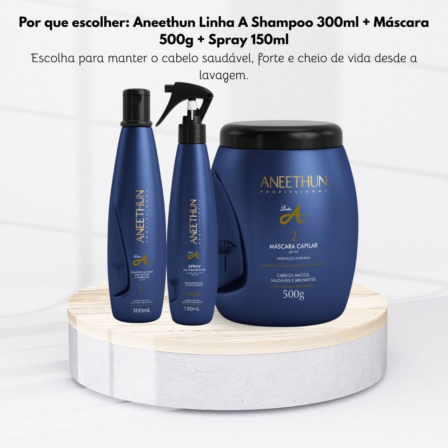 Kit Aneethun Linha A Shampoo 300 ml + Máscara 500 g + Spray 150 ml