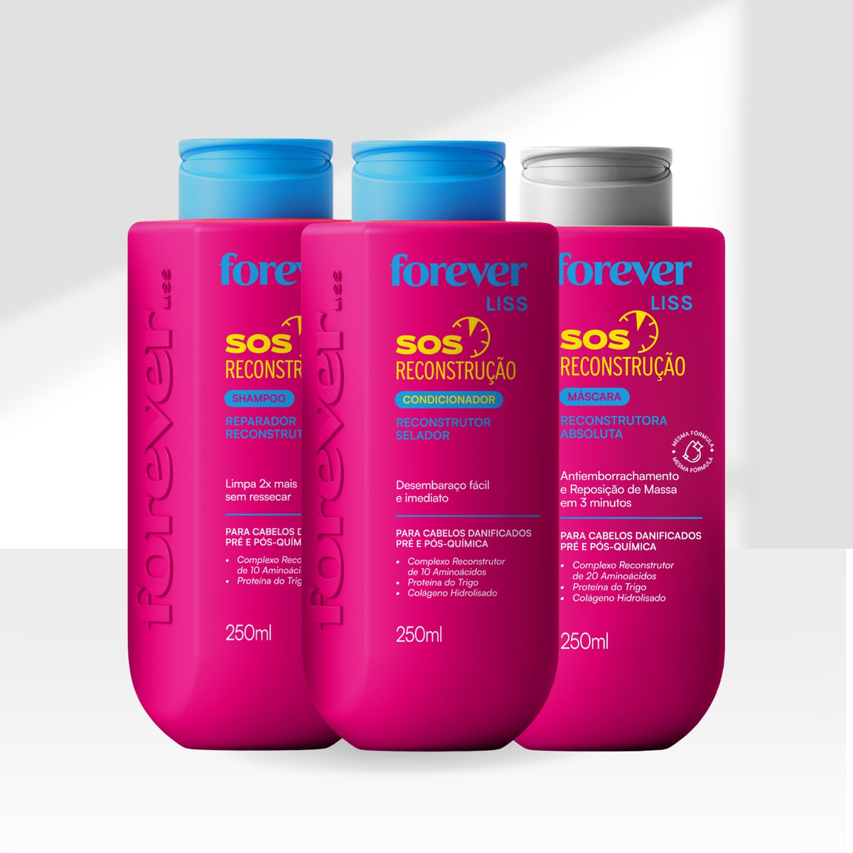 Kit Forever Liss SOS Reconstrução Tratamento Capilar Trio Pequeno