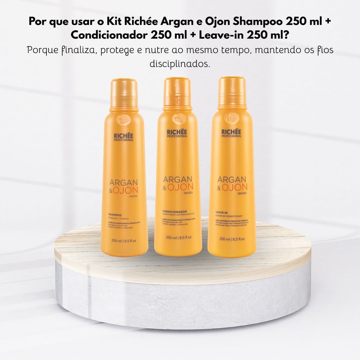 Kit Richée Argan e Ojon Shampoo 250 ml + Condicionador 250 ml + Leave-in 250 ml