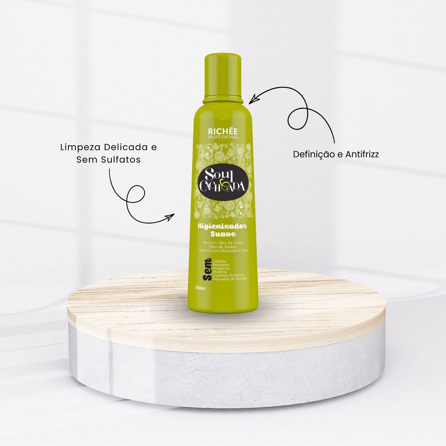 Shampoo Richée Soul Cacheada Higienizador Suave 250 g