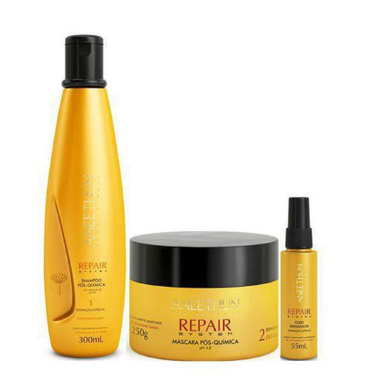 Kit Aneethun Repair Shampoo 300 ml + Máscara 250 g + Oleo Reparador 55 ml