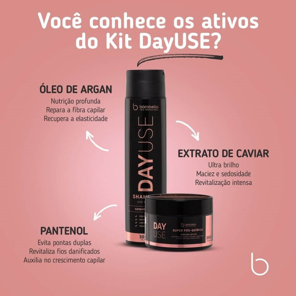 Kit Bórabella Day Use Shampoo e Máscara Super Pós-Química 2 x 300 ml