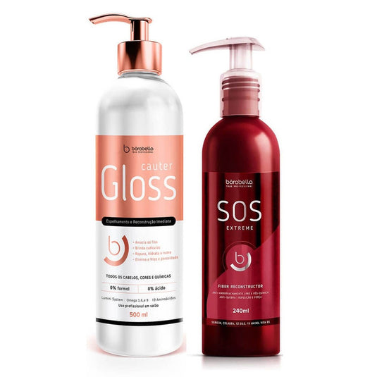 Kit Bórabella Cauter Gloss Espelhamento 500 ml + SOS Extreme