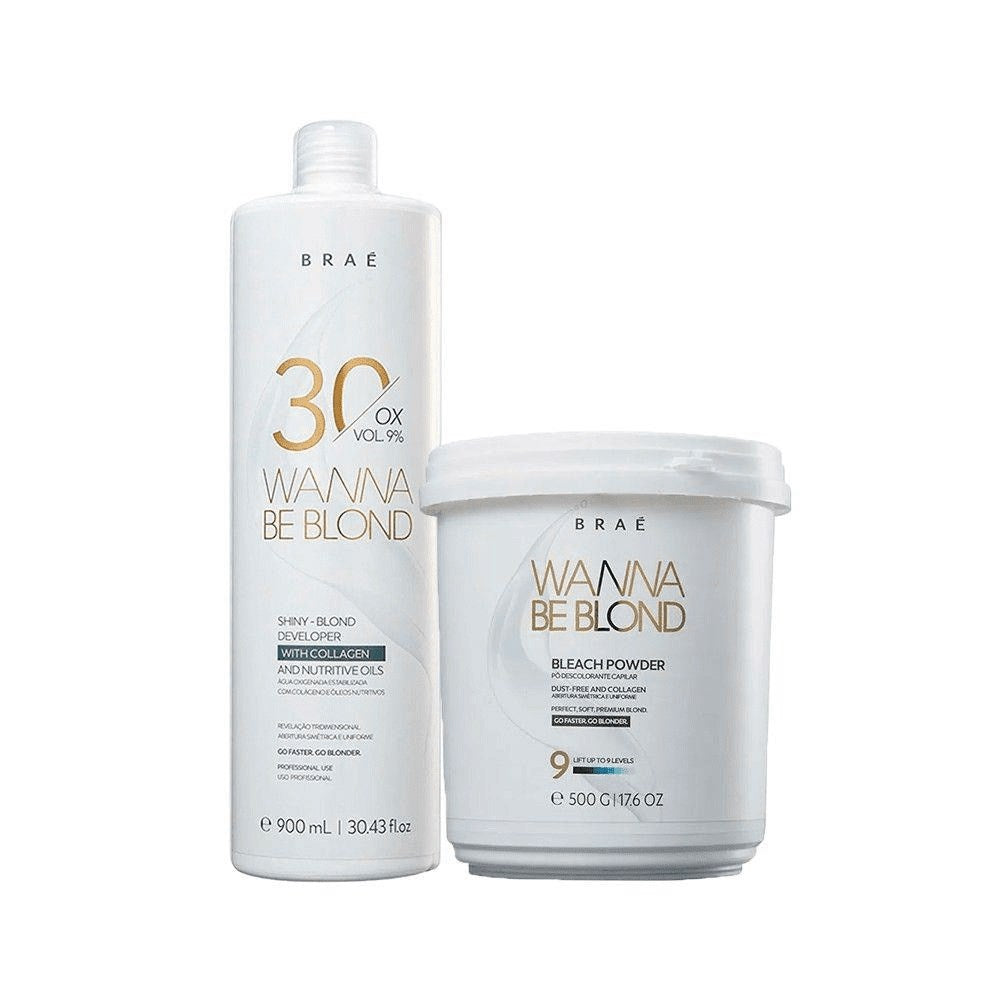 Kit Braé Wanna Be Blond Pó Descolorante 500 g + Oxidante 30 Vol. 900 ml