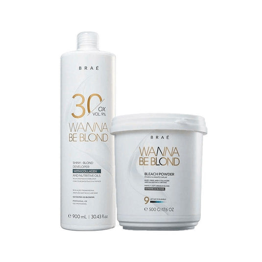 Kit Braé Wanna Be Blond Pó Descolorante 500 g + Oxidante 30 Vol. 900 ml