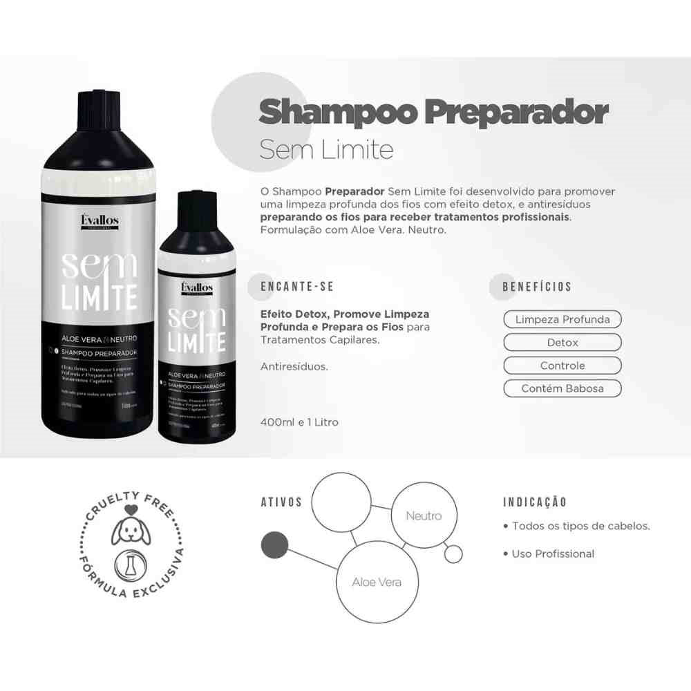 Kit Évallos Progressiva Organic + Shampoo Antiresiduo Sem Limite 2 x 1 Litro