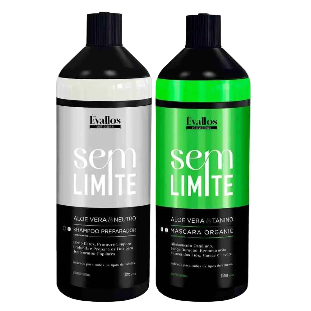 Kit Évallos Progressiva Organic + Shampoo Antiresiduo Sem Limite 2 x 1 Litro