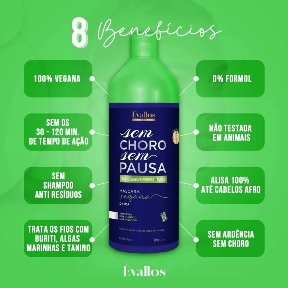 Kit Évallos Vegana Sem Choro Sem Pausa 3 Progressiva 1 Litro