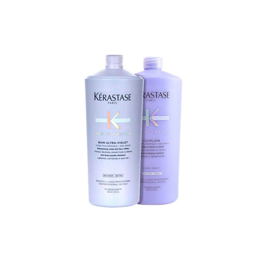 Kit Kérastase Blond Absolu Ultra Violet Tratamento Shampoo 1 Litro + Condicionador Cicaflash 1 Litro