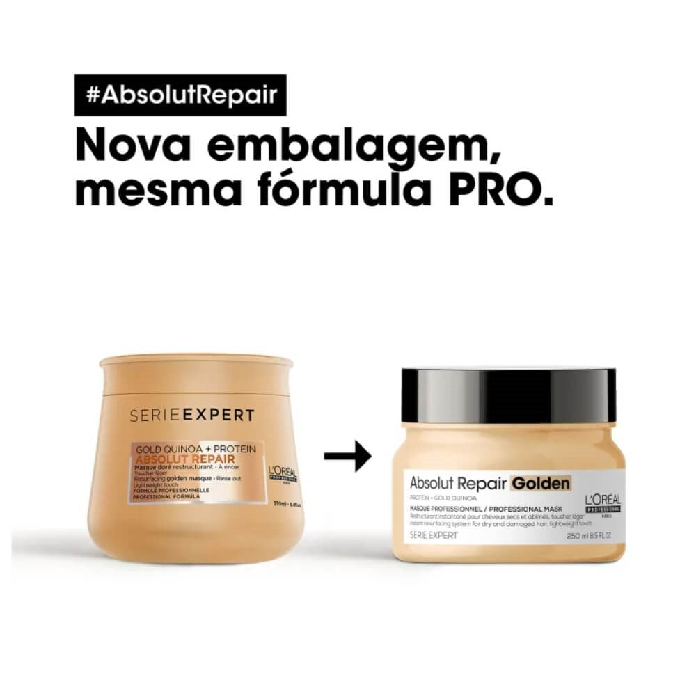 Máscara Loreal Absolut Repair Gold Quinoa Toque Leve 250 g