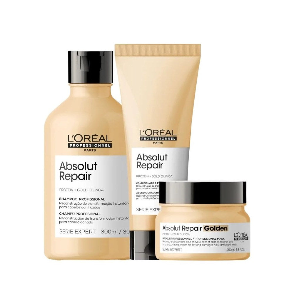 Kit Loreal Absolut Repair Gold Quinoa Tratamento Leve