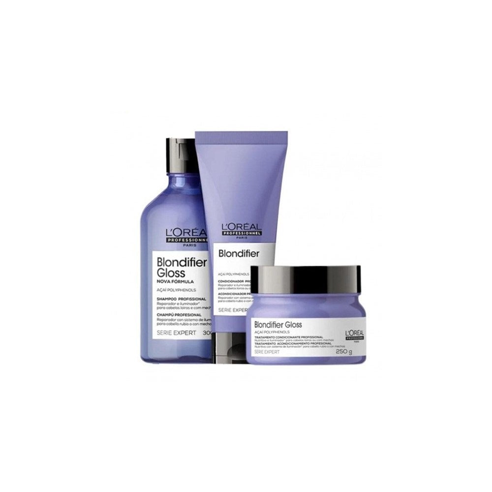 Kit Loreal Blondifier Gloss Shampoo 300 ml + Condicionador 200 ml + Máscara 250 g