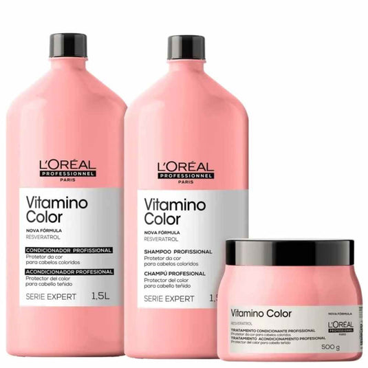 Kit Loreal Vitamino Color Shampoo + Condicionador 1,5L + Máscara 500 g
