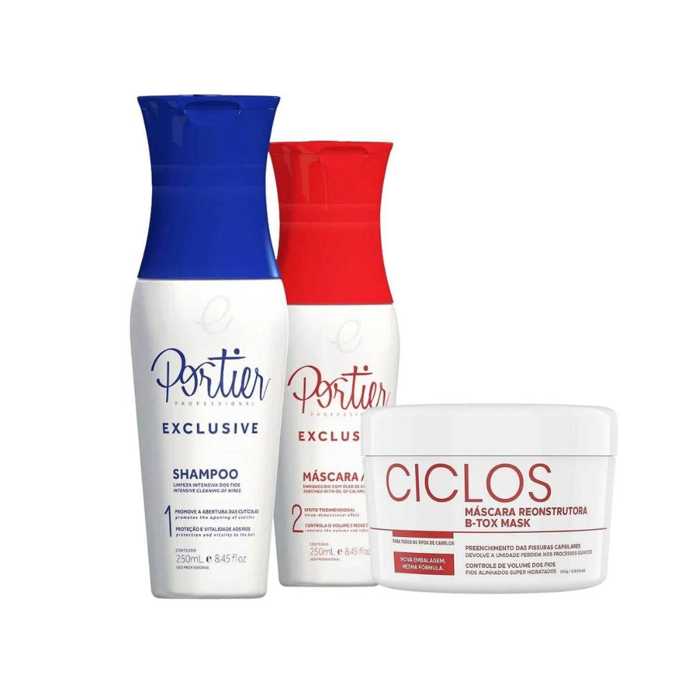 Kit Portier Exclusive Progressiva (2x 250ml) + Ciclos B-Tox Máscara Reconstrutora 250g