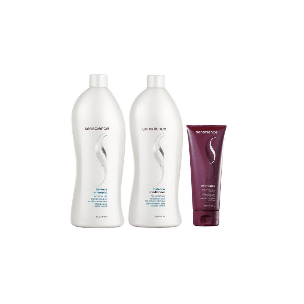 Kit Senscience Balance Shampoo + Condicionador 1 Litro + Inner Restore 200 ml