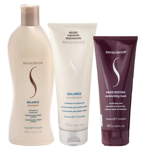 Kit Senscience Balance Shampoo 280 ml + Condicionador 240 ml + Inner Restore 200 ml