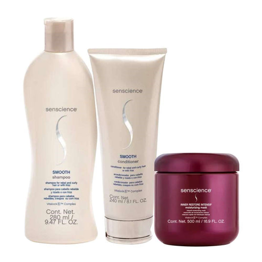Kit Senscience Smooth Shampoo 280 ml + Condicionador 240 ml + Inner Hidratação 500 ml