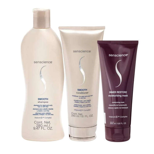Kit Senscience Smooth Shampoo 280 ml + Condicionador 240 ml + Inner Restore 200 ml