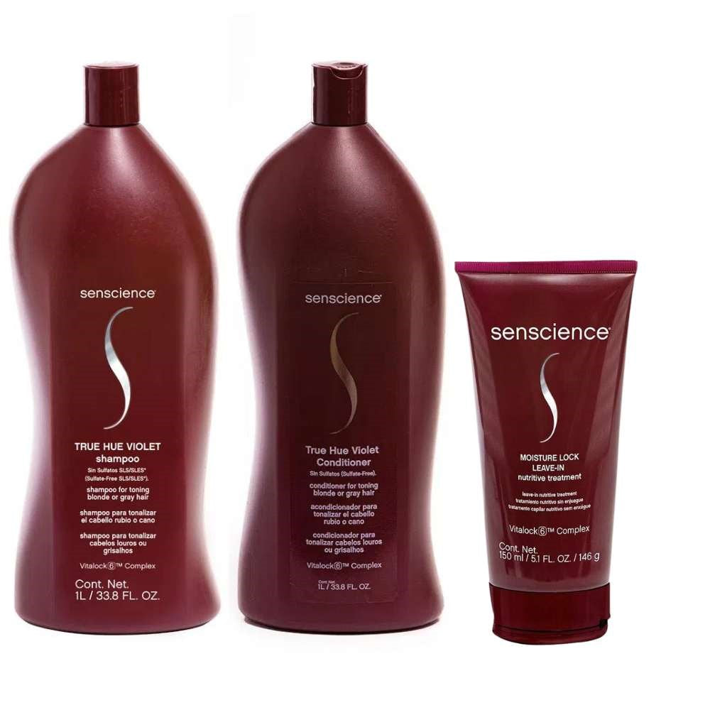 Kit Senscience True Hue Violet Shampoo + Condicionador 1 Litro + Moisture Lock 150 ml