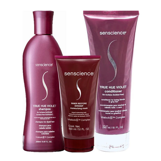 Kit Senscience True Hue Violet Shampoo 280 ml + Condicionador 240 ml + Inner Restore Intensif 150 ml