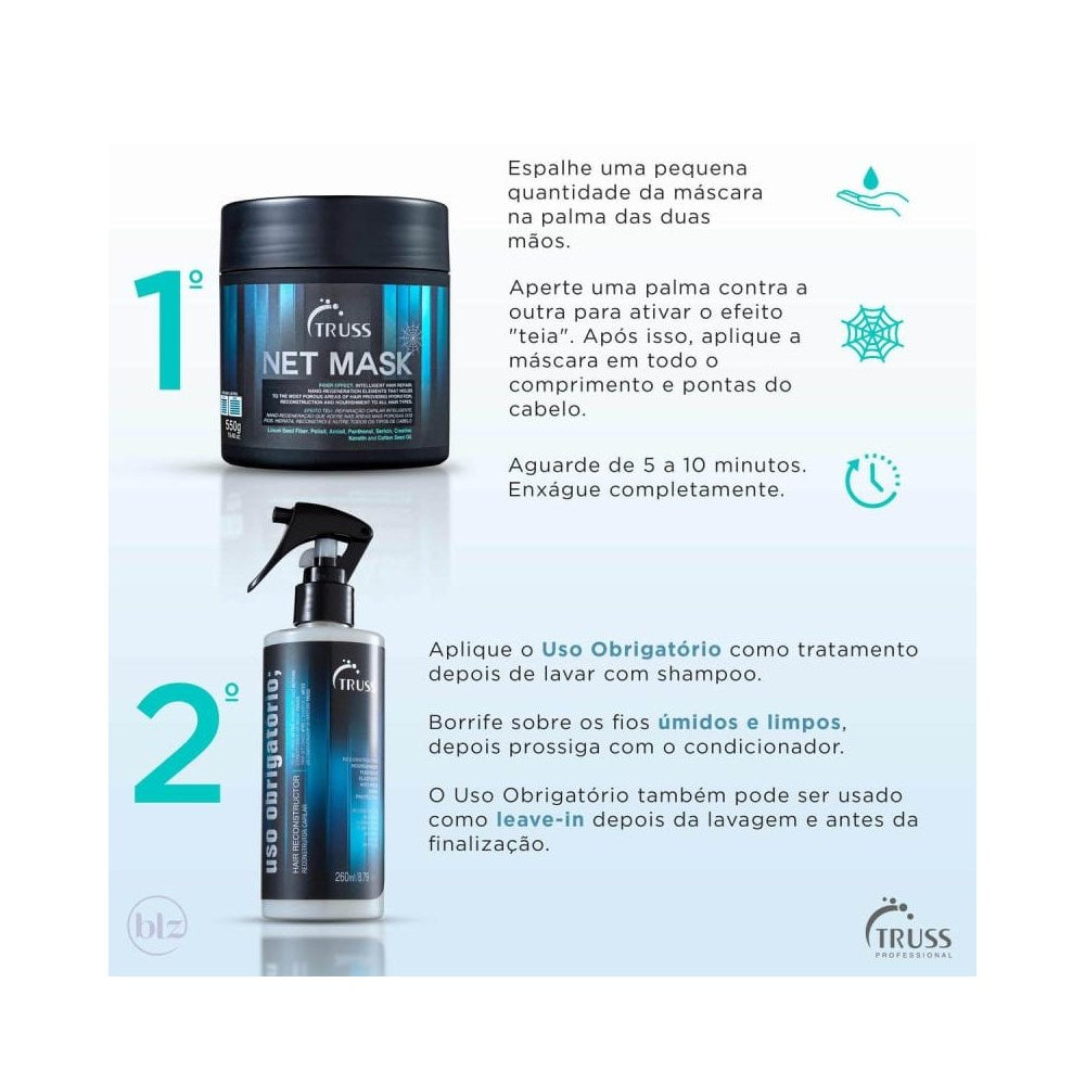Kit Truss Net Máscara 550 g + Uso Obrigatório 260 ml