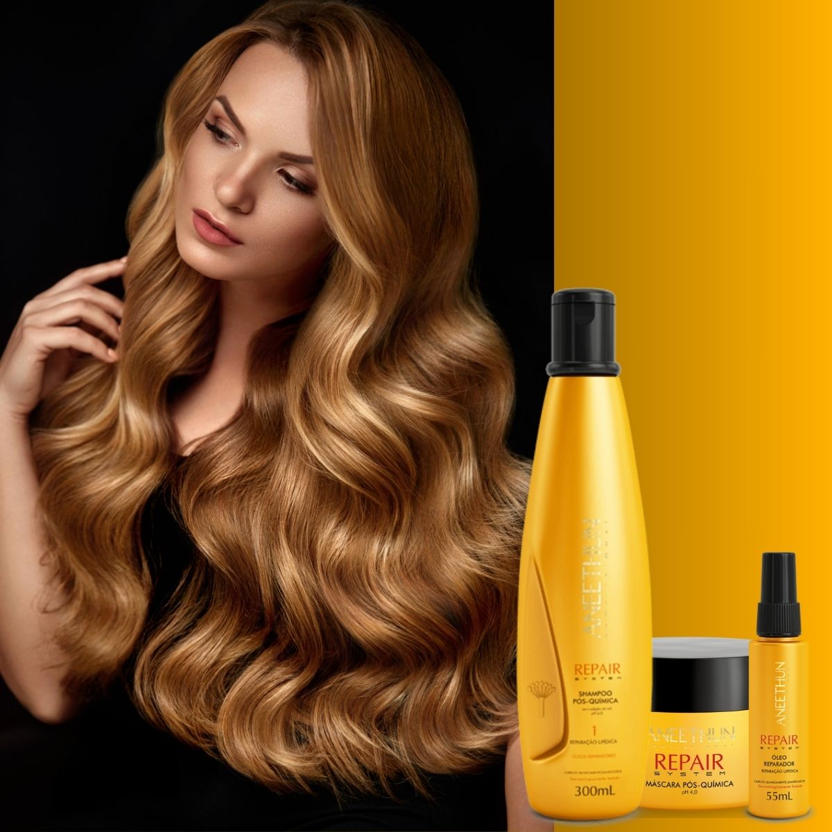 Kit Aneethun Repair Shampoo 300 ml + Máscara 250 g + Oleo Reparador 55 ml