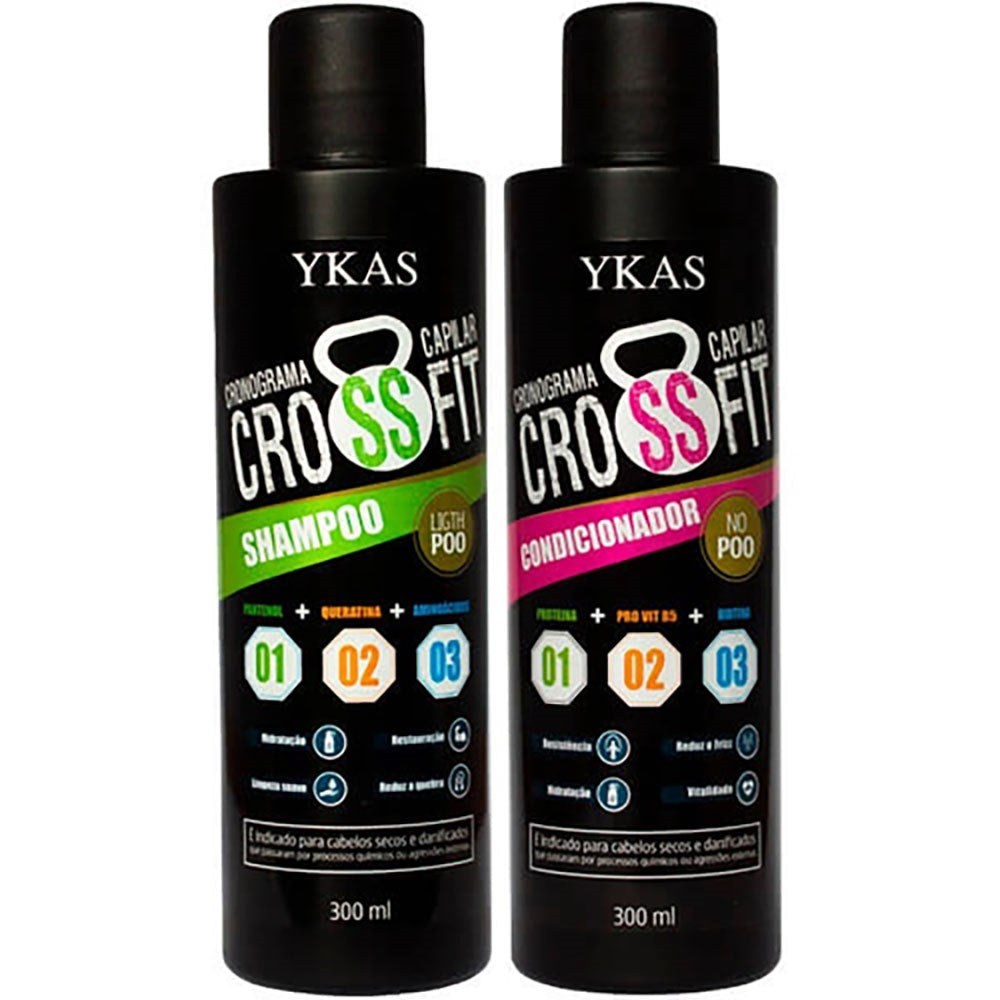 Kit Ykas Crossfit Cronograma Capilar Shampoo 300 ml e Condicionador 300 ml