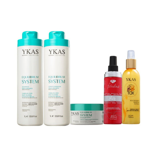 Kit Ykas Equilibrium System Grande Completo + Fabulous Hair All in One + Ykas BBtox Líquido