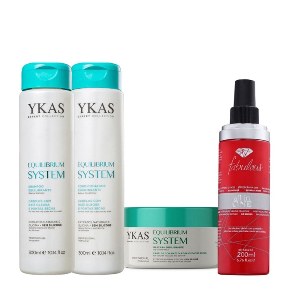 Kit Ykas Equilibrium System Pequeno Completo + Fabulous Hair All in One