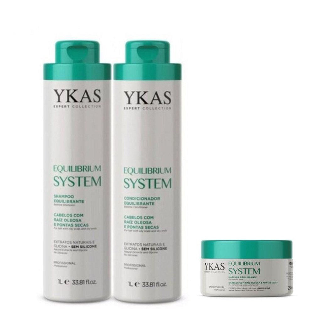 Kit Ykas Equilibrium System Shampoo + Condicionador 1 Litro + Máscara 250 g