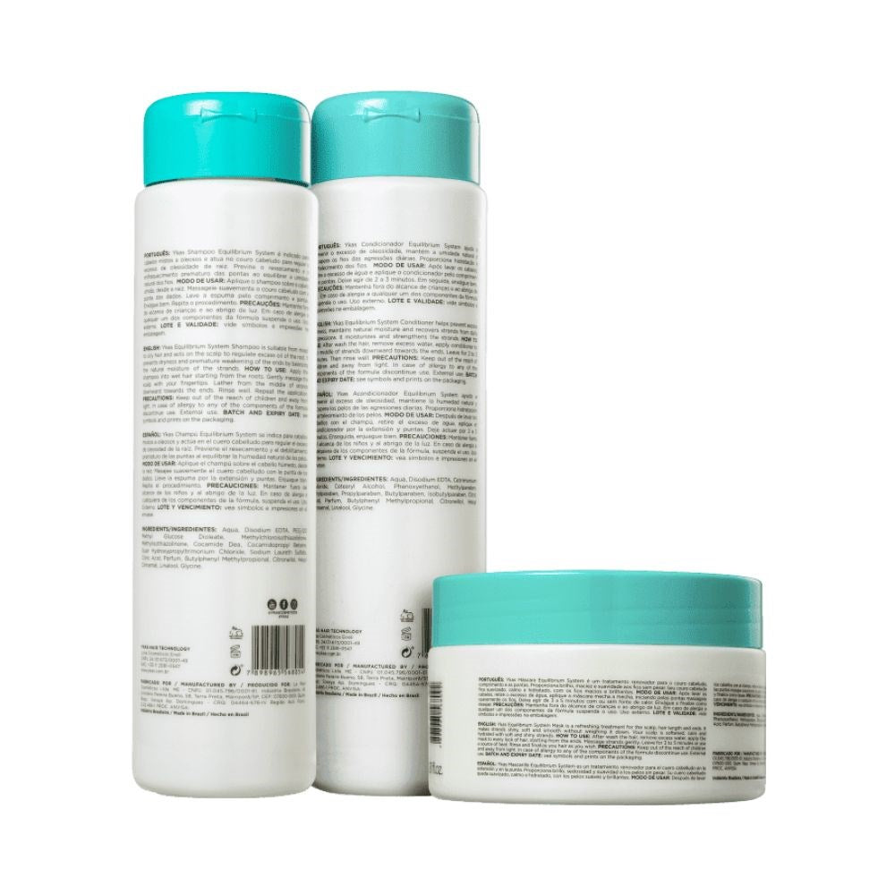Kit Ykas Equilibrium System Shampoo + Condicionador 300 ml + Máscara 250 g