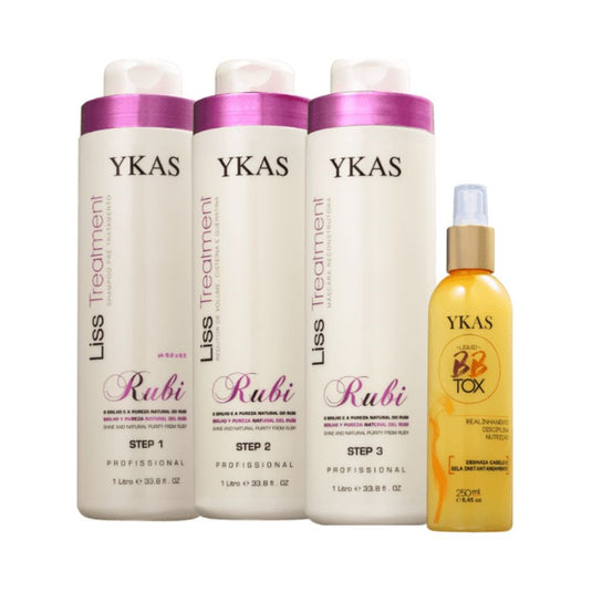 Kit Ykas Escova Progressiva Rubi (3 x 1 Litro) + Ykas Botox Capilar Líquido Tratamento 250 ml