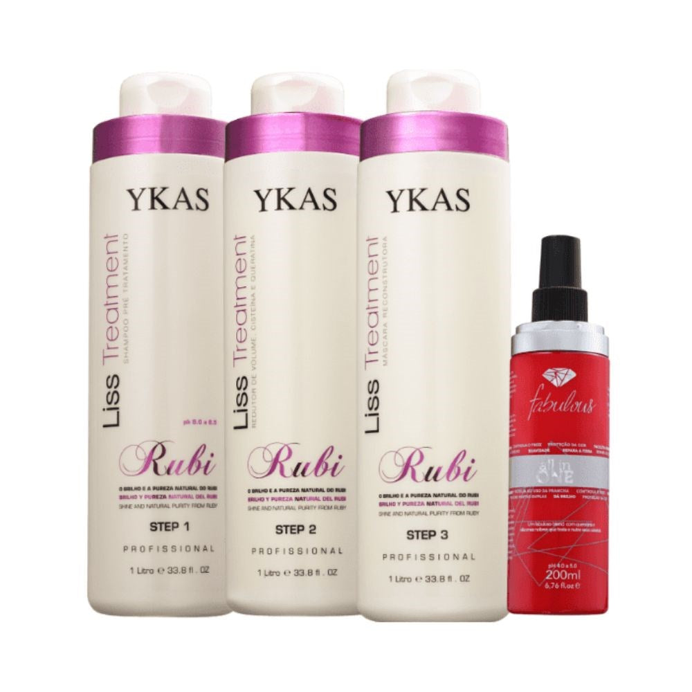 Kit Ykas Escova Progressiva Rubi (3 x 1 Litro) + Ykas Fabulous All In One