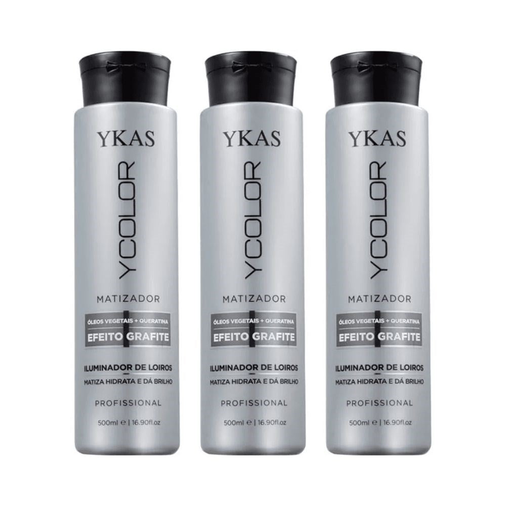 Kit Ykas YColor Matizador Grafite 500 ml (3 Unidades)