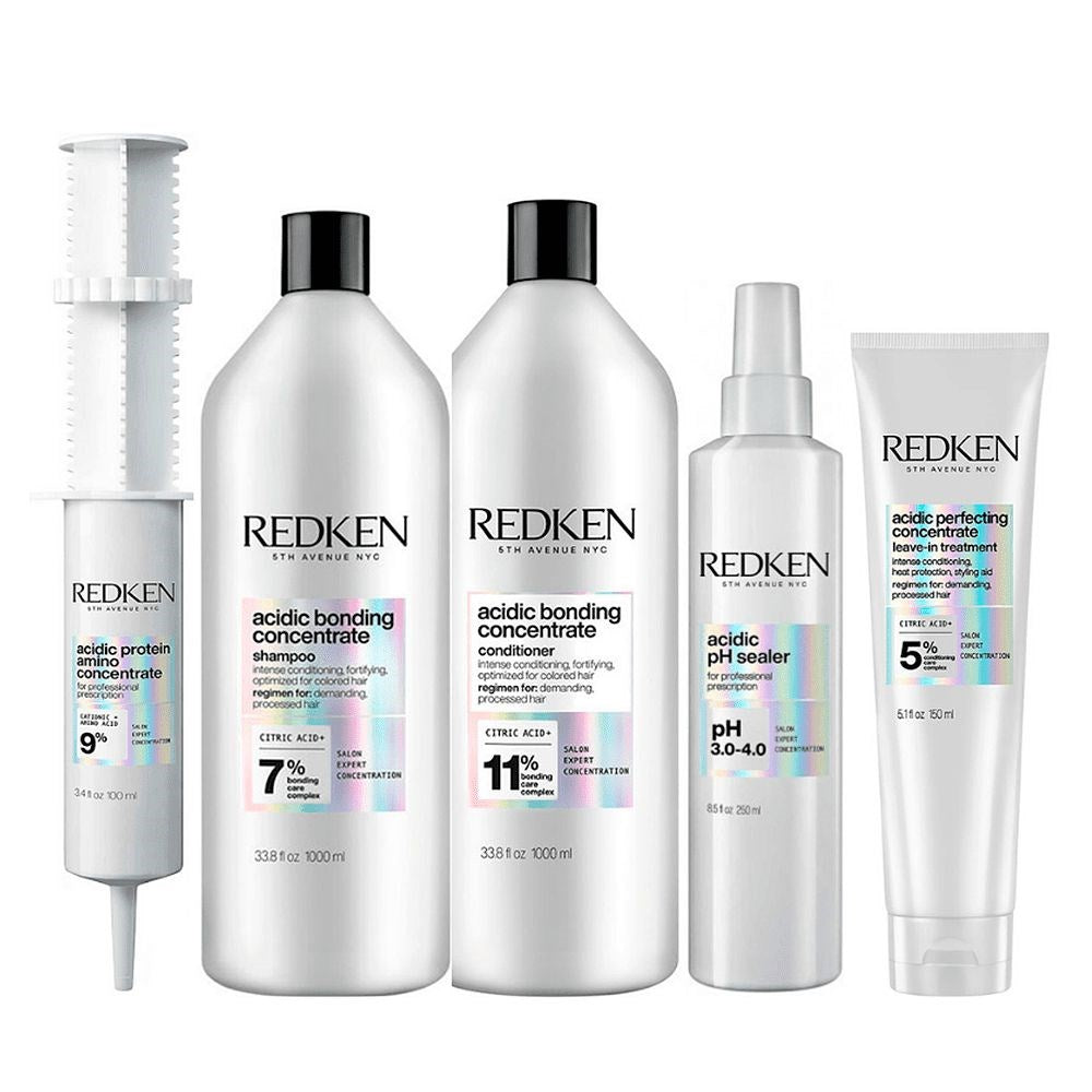 Kit Redken Acidic Bonding Concentrate Duo Grande + pH Sealer 250 ml + Concentrate Leave-in 150 ml + Protein Amino 100 ml