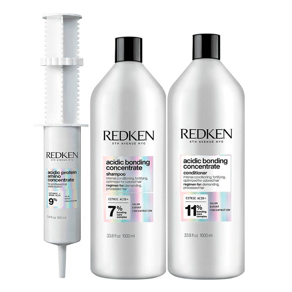 Kit Redken Acidic Bonding Concentrate Shampoo + Condicionador 1 Litro + Protein Amino Concentrate 100 ml