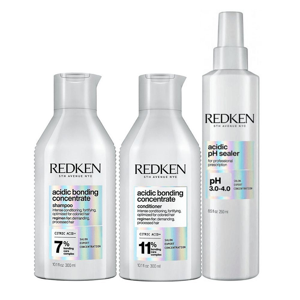 Kit Redken Acidic Bonding Concentrate Shampoo + Condicionador 300 ml + pH Sealer 250 ml