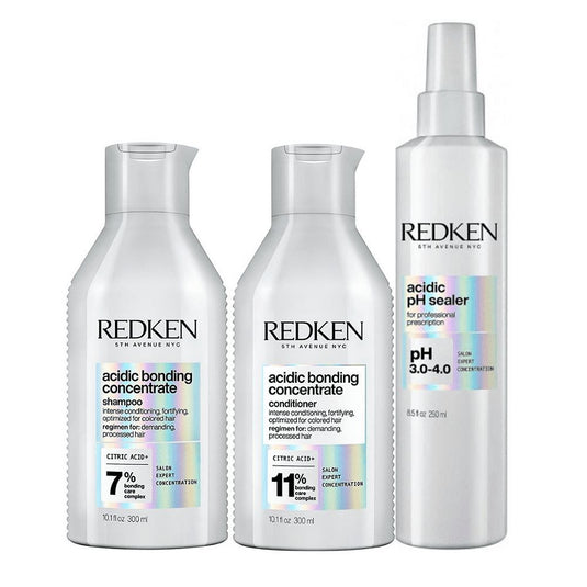 Kit Redken Acidic Bonding Concentrate Shampoo + Condicionador 300 ml + pH Sealer 250 ml