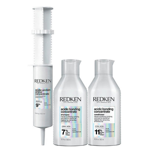 Kit Redken Acidic Bonding Concentrate Shampoo + Condicionador 300 ml + Protein Amino Concentrate 100 ml
