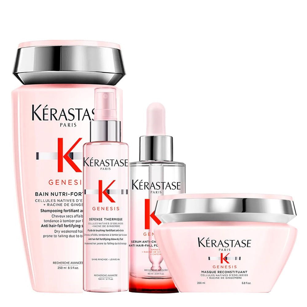Kit Kérastase Genesis (Shampoo + Máscara + Sérum + Protetor Térmico)
