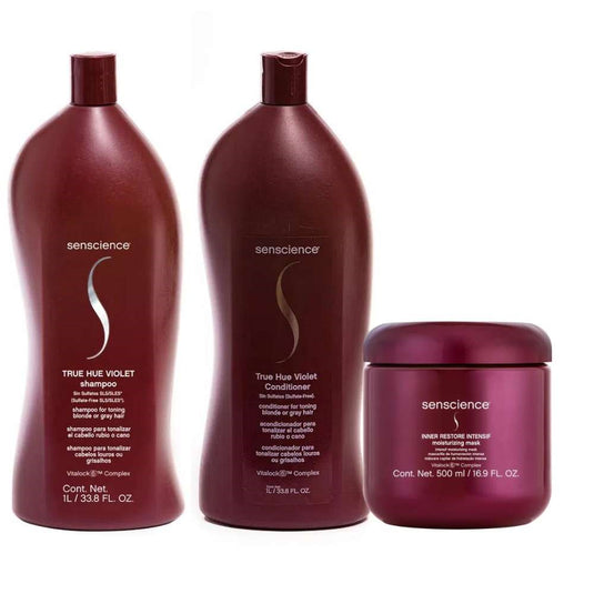 Kit Senscience True Hue Violet Shampoo + Condicionador 1 Litro + Inner Hidratação 500 ml